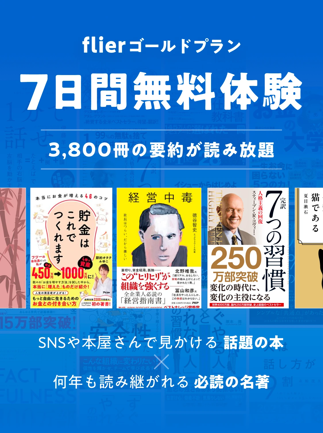 新刊からベストセラーまで 本の要約読み放題！ flierゴールドプラン7日間無料体験